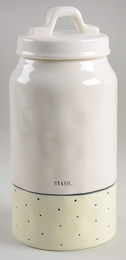 Polka Dot Band and Type Print Large Canister & Lid by Magenta-1
