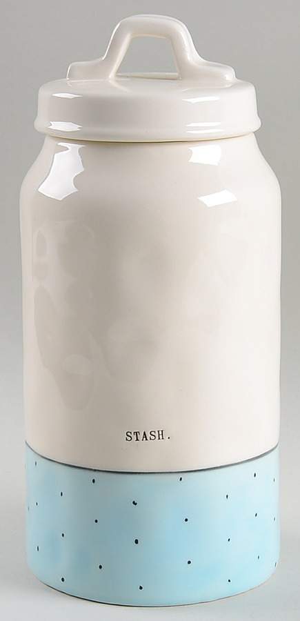 Polka Dot Band and Type Print Large Canister & Lid by Magenta-1