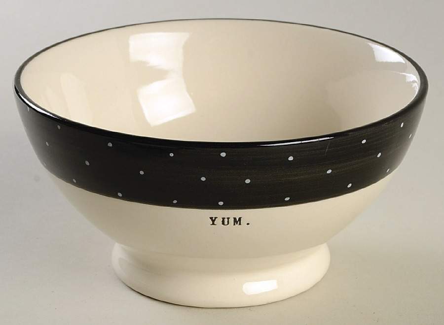 Polka Dot Band and Type Print 5" All Purpose Bowl by Magenta-1