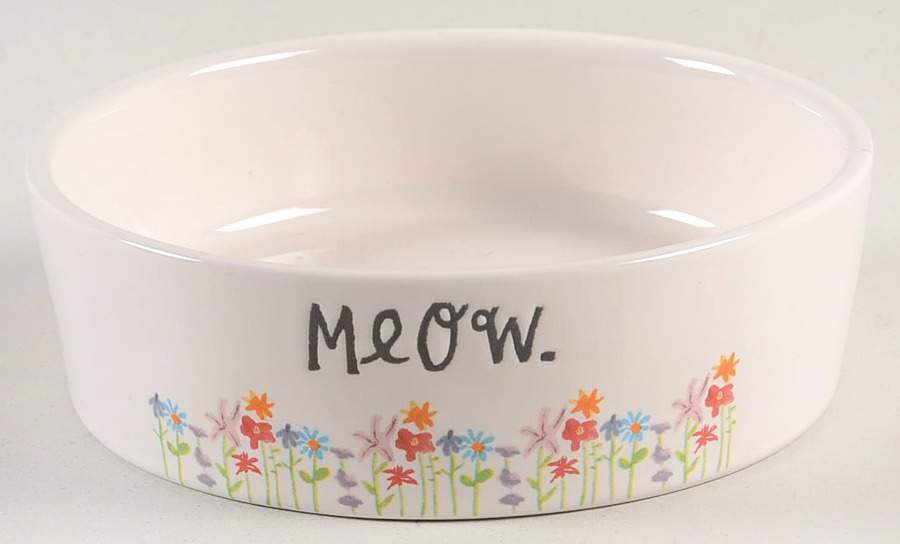 Bloom Flowers Cat Bowl by Magenta-1