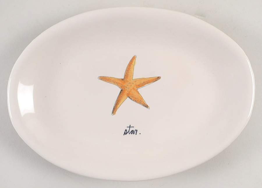 Anchor and Star 8" Oval Plate by Magenta-1