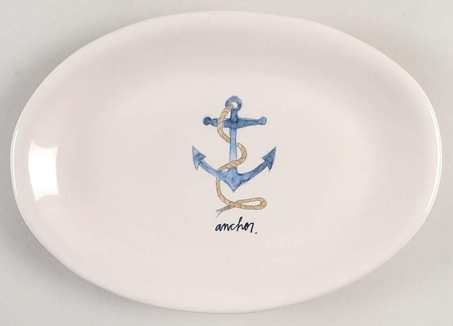 Anchor and Star 8" Oval Plate by Magenta-1