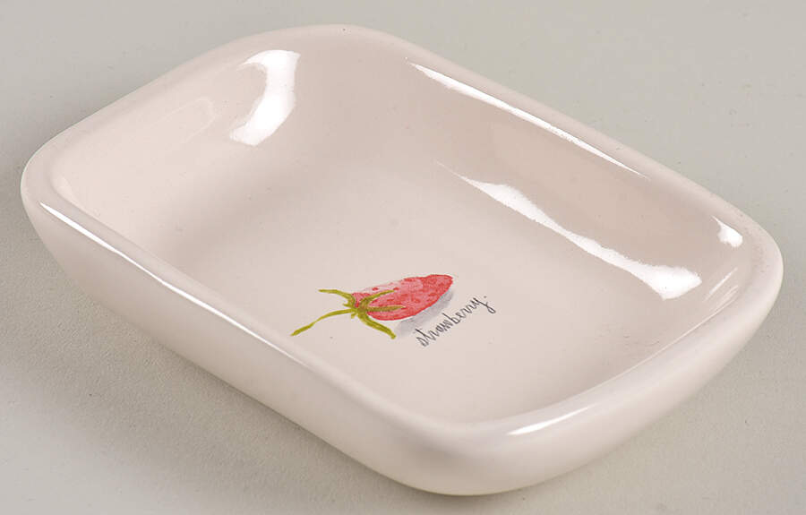 Blueberries and Strawberry Rectangular Dish by Magenta-1