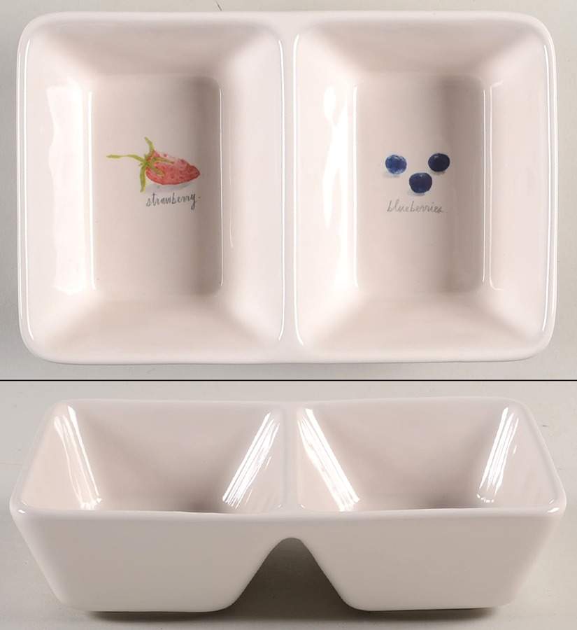Blueberries and Strawberry (2 Part) Rectangular Divided Dish by Magenta-1