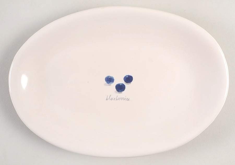 Blueberries and Strawberry 8" Oval Plate by Magenta-1