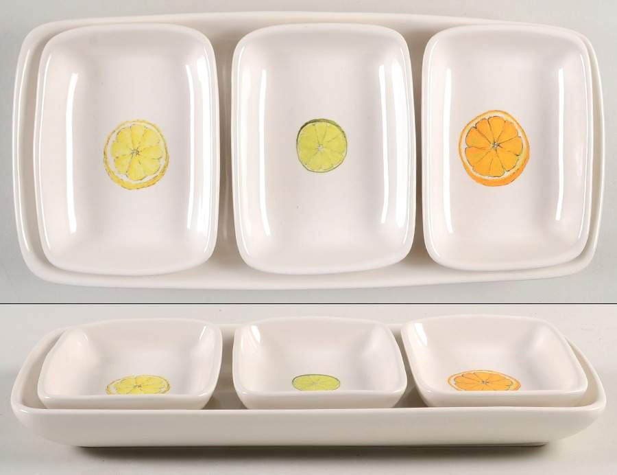 Citrus Fruit (Set of 3 Motif) Rectangular Dish & 13" Tray by Magenta-1