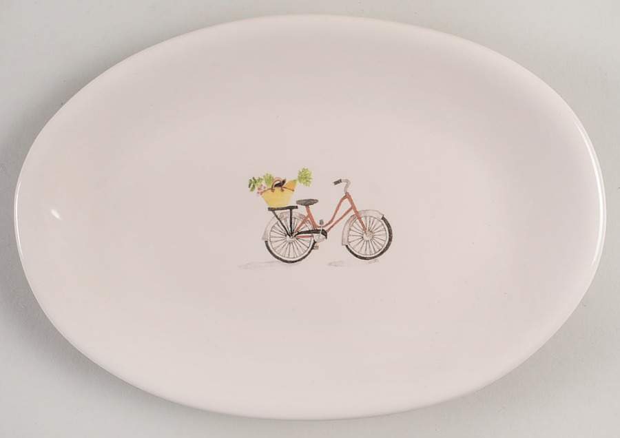 Bicycle and Basket 8" Oval Plate by Magenta-1