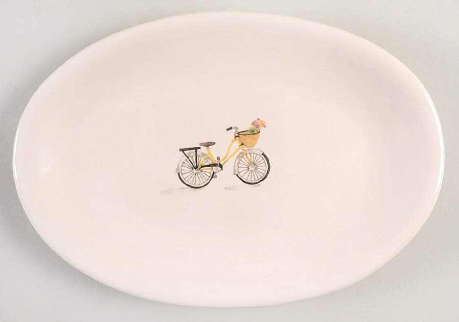 Bicycle and Basket 8" Oval Plate by Magenta-1