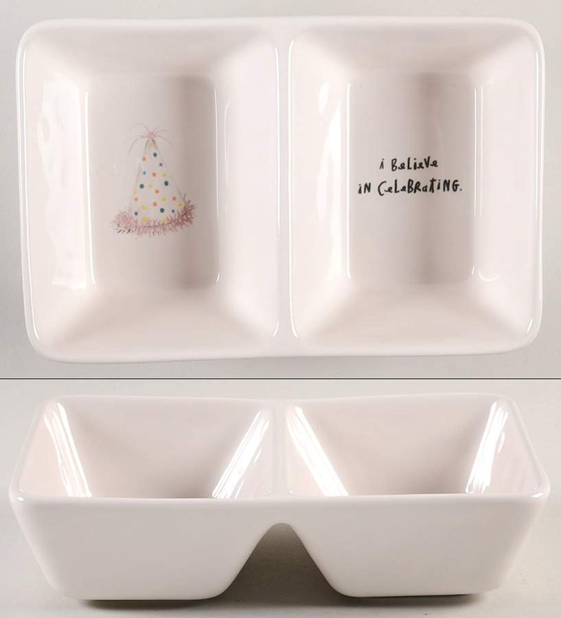 I Believe in Celebrating (2 Part) Rectangular Divided Dish by Magenta-1