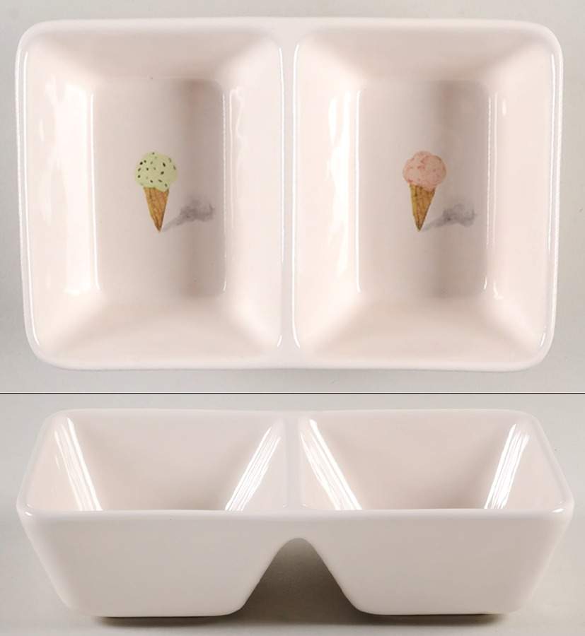 Ice Cream Cone (2 Part) Rectangular Divided Dish by Magenta-1