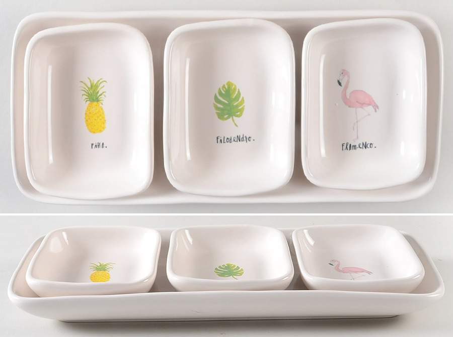 Tropical (Set of 3 Motif) Rectangular Dish & 13" Tray by Magenta-1