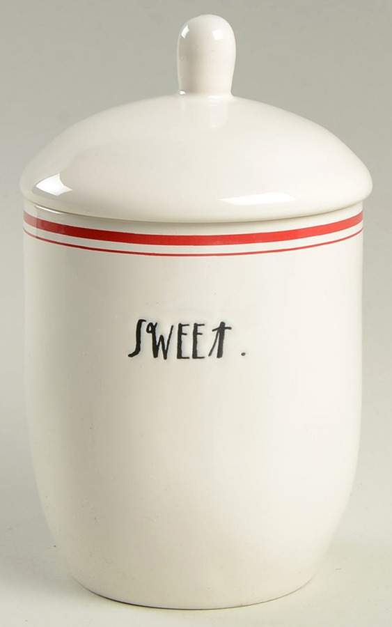 Red Line and Stem Print Sugar Bowl & Lid by Magenta-1