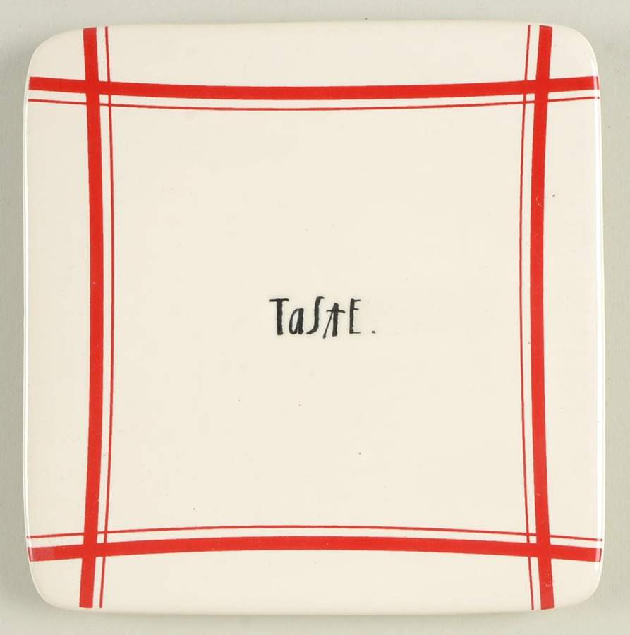Red Line and Stem Print Cheese Tray by Magenta-1