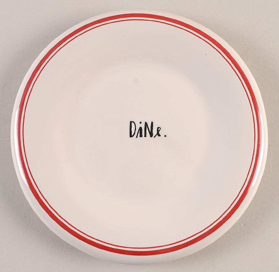 Red Line and Stem Print Appetizer Plate by Magenta-1