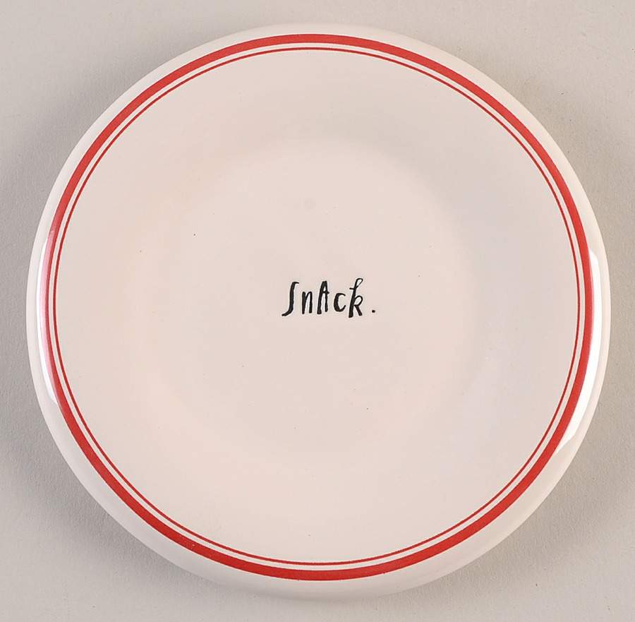Red Line and Stem Print Appetizer Plate by Magenta-1