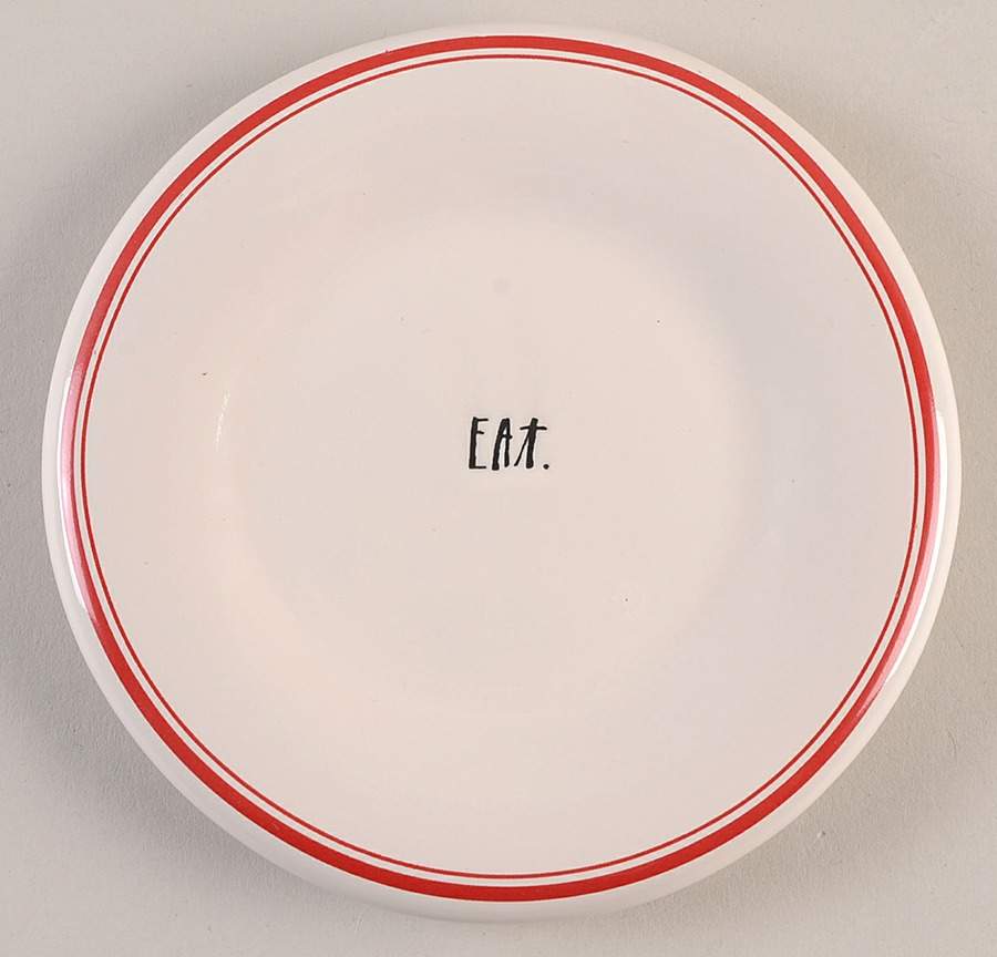 Red Line and Stem Print Appetizer Plate by Magenta-1