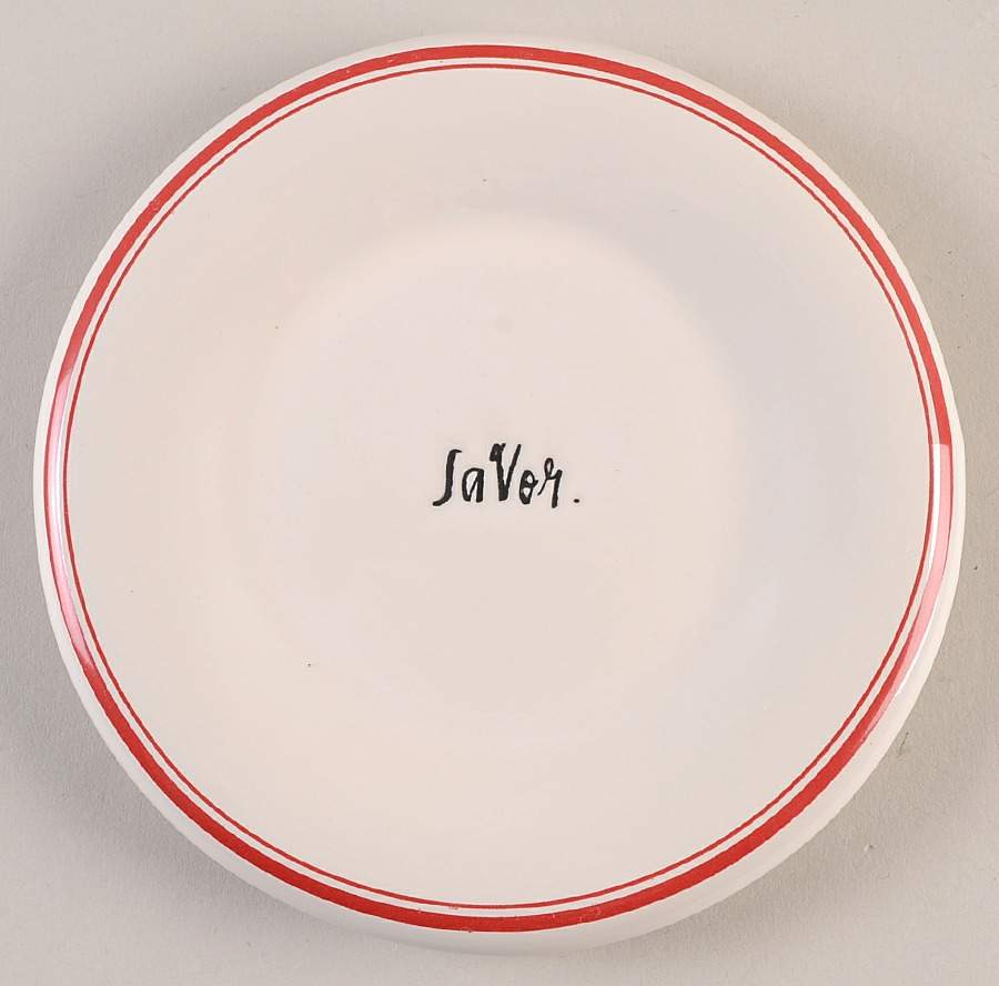 Red Line and Stem Print Appetizer Plate by Magenta-1