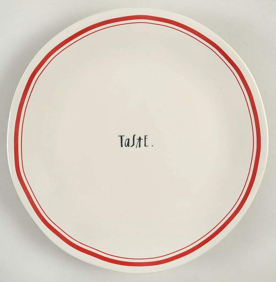Red Line and Stem Print Salad Plate by Magenta-1