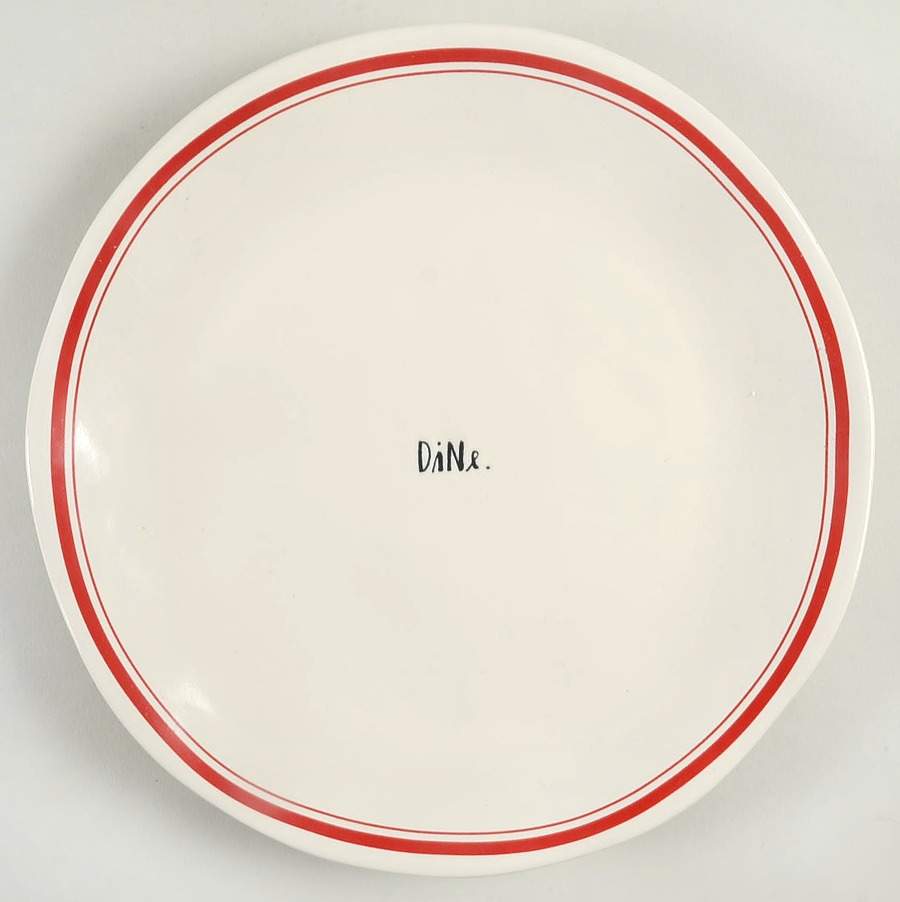 Red Line and Stem Print Dinner Plate by Magenta-1