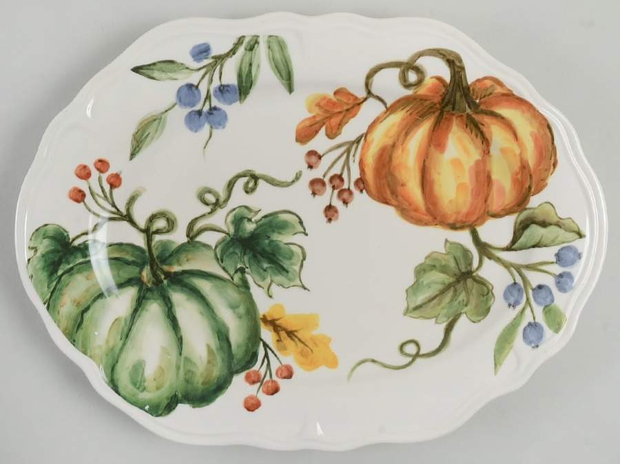 Pumpkin Harvest 14" Oval Serving Platter by Maxcera Corp-1