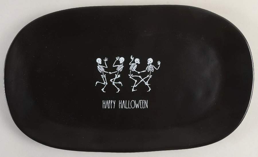 Dancing Skeletons (Matte Black) 15" Oval Serving Platter by Magenta-1