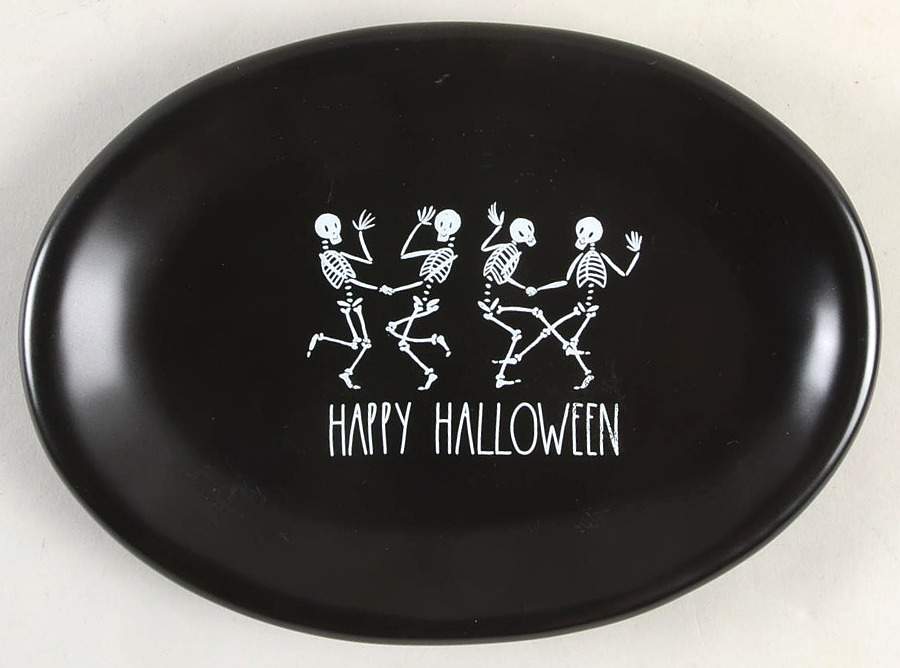 Dancing Skeletons (Matte Black) 8" Oval Plate by Magenta-1