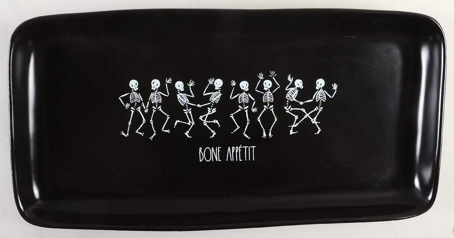 Dancing Skeletons (Matte Black) 14" Rectangular Serving Platter by Magenta-1