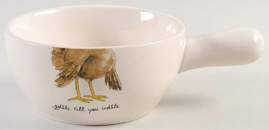 Happy Turkey Day Individual Handled Soup Bowl by Magenta-1
