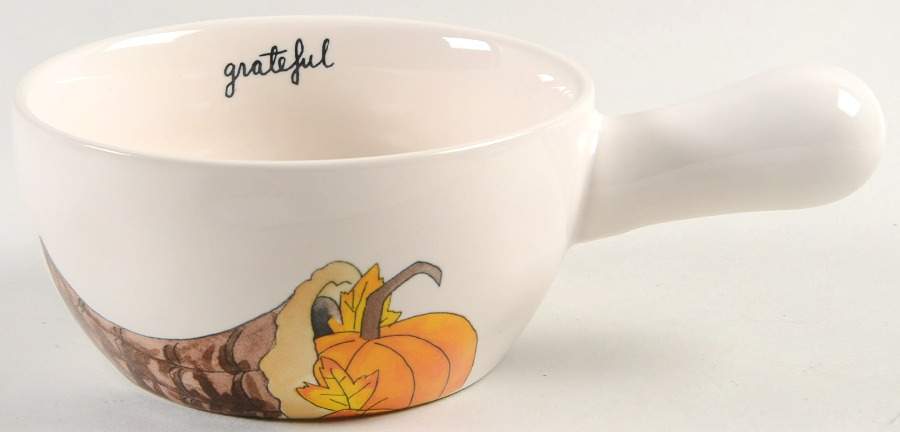 Happy Turkey Day Individual Handled Soup Bowl by Magenta-1