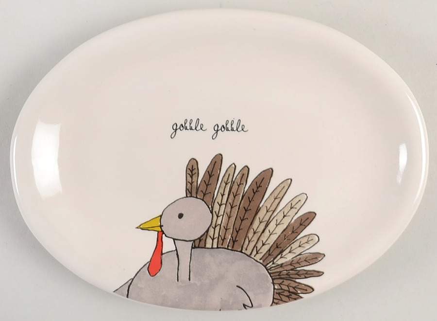 Happy Turkey Day 8" Oval Plate by Magenta-1
