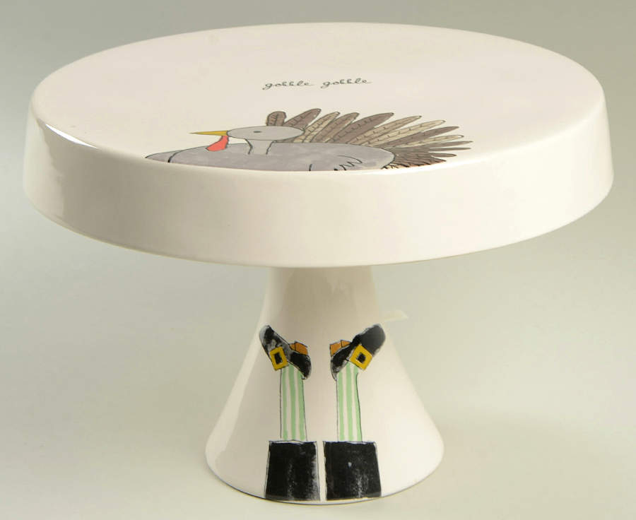 Happy Turkey Day 9" Diameter Pedestal Cake Stand by Magenta-1