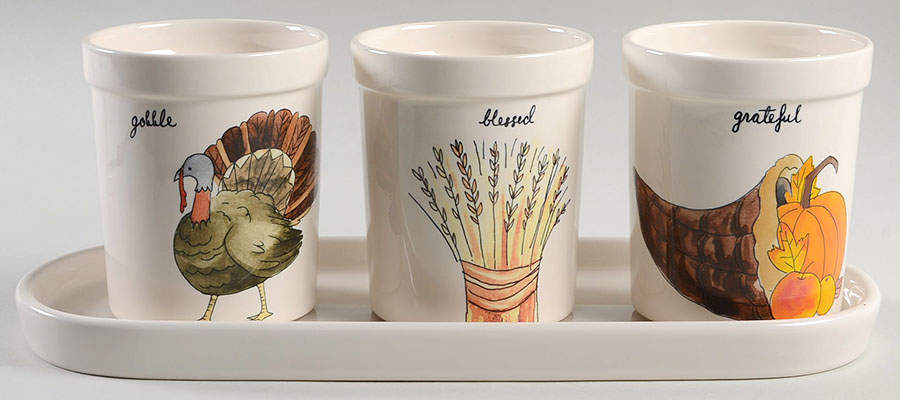 Happy Turkey Day Flatware Caddy (3 Motif Holders & Tray) by Magenta-1