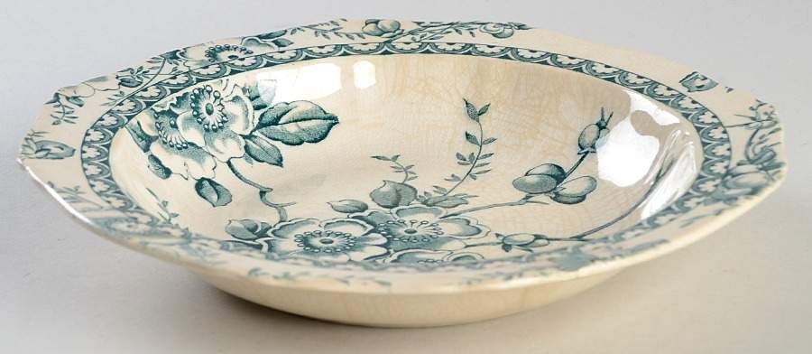 Medway Decor Green Rim Soup Bowl by Alfred Meakin-1