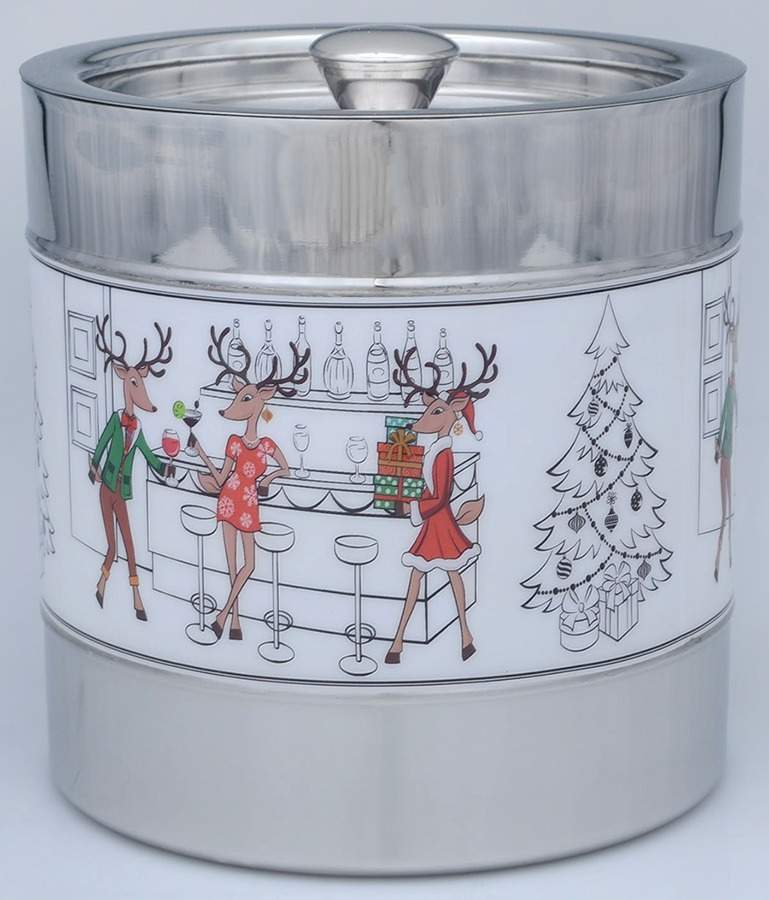 Reindeer Metal Ice Bucket & Lid by Mikasa-1