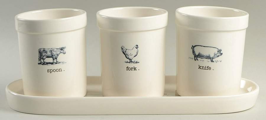 Farmyard Flatware Caddy (3 Motif Holders & Tray) by Magenta-1