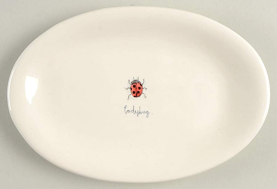Garden Insects (Script) 8" Oval Plate by Magenta-1