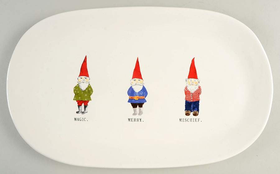 Christmas Gnomes 15" Oval Serving Platter by Magenta-1