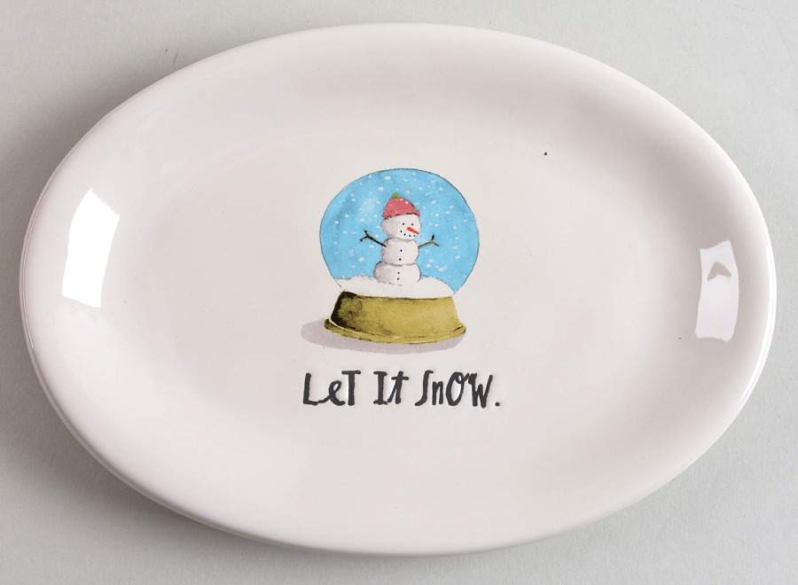 Let It Snow Globe 8" Oval Plate by Magenta-1