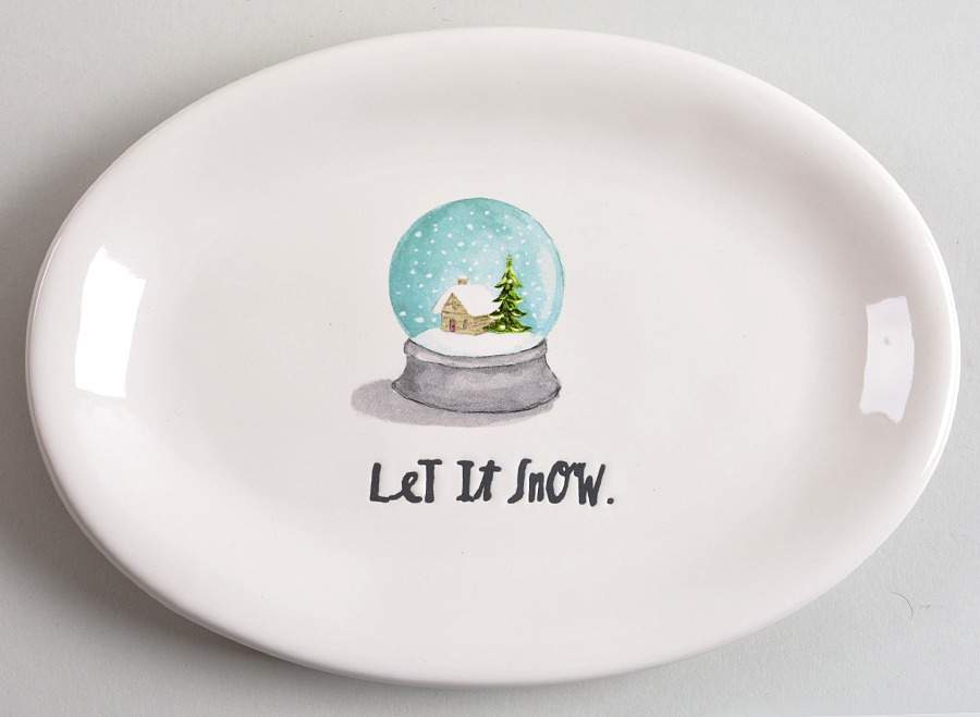 Let It Snow Globe 8" Oval Plate by Magenta-1