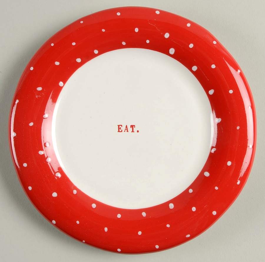 Polka Dot Band and Type Print Appetizer Plate by Magenta-1