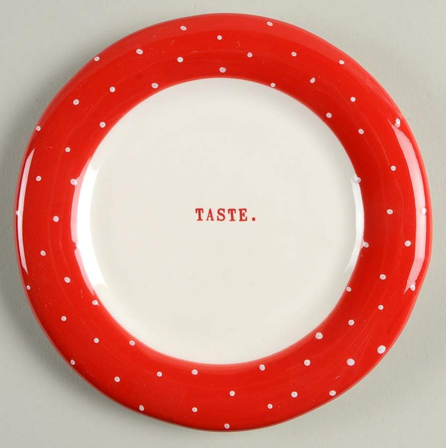 Polka Dot Band and Type Print Appetizer Plate by Magenta-1