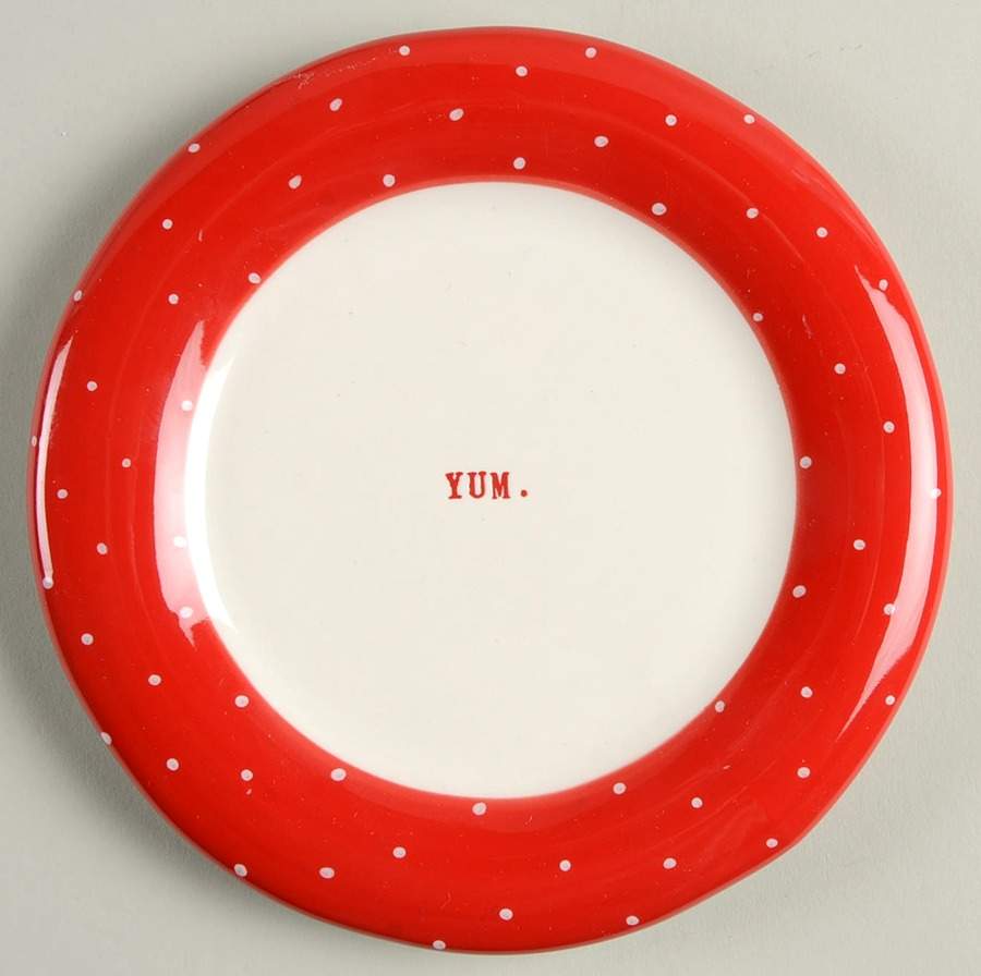 Polka Dot Band and Type Print Appetizer Plate by Magenta-1