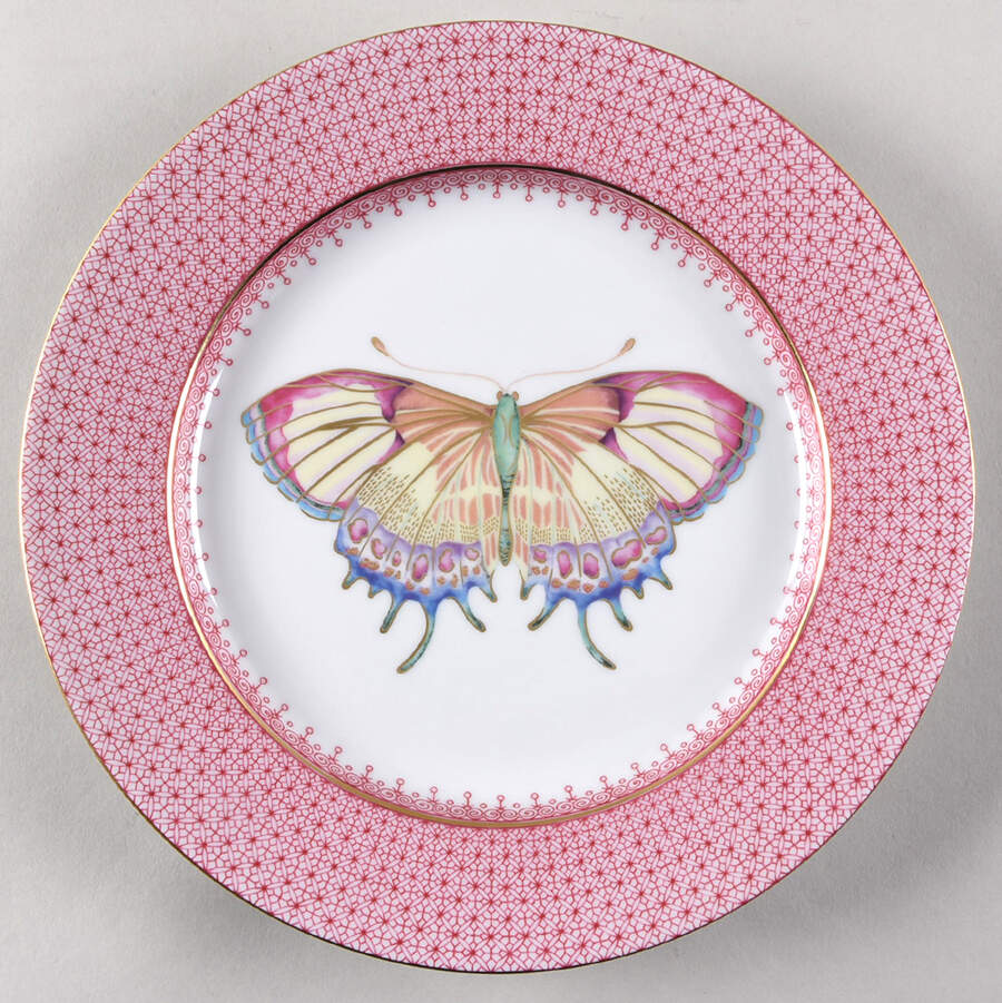 Pink Lace Salad/Dessert Plate by Mottahedeh-1