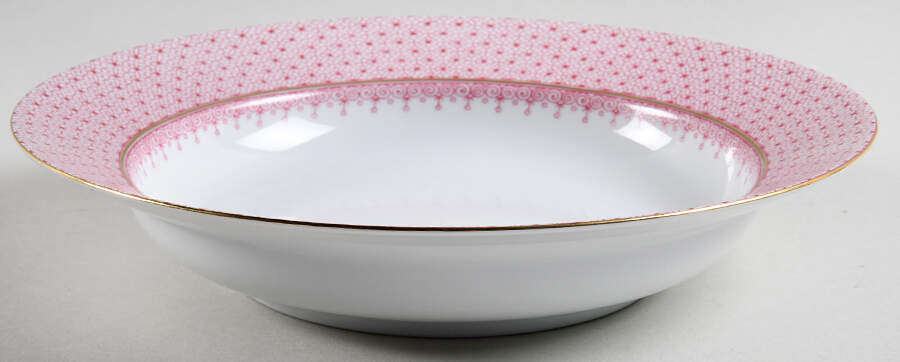 Pink Lace Large Rim Soup Bowl by Mottahedeh-1