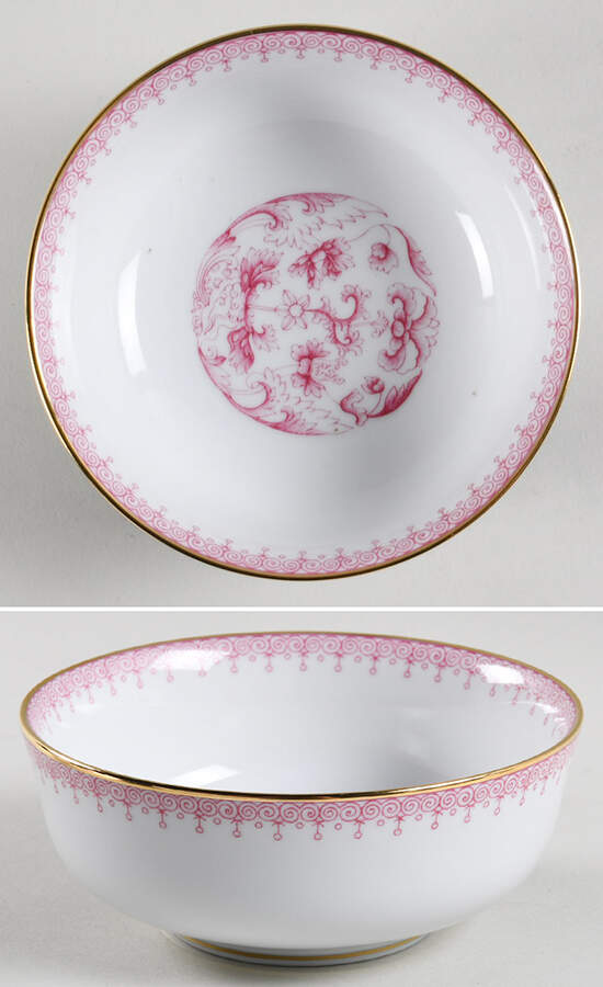 Pink Lace Fruit/Dessert (Sauce) Bowl by Mottahedeh-1