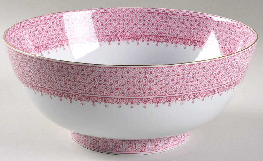 Pink Lace 9" Salad Serving Bowl by Mottahedeh-1
