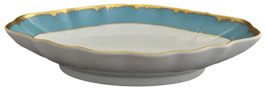 Chelsea Feather Gold 11" Oval Bowl by Mottahedeh-1