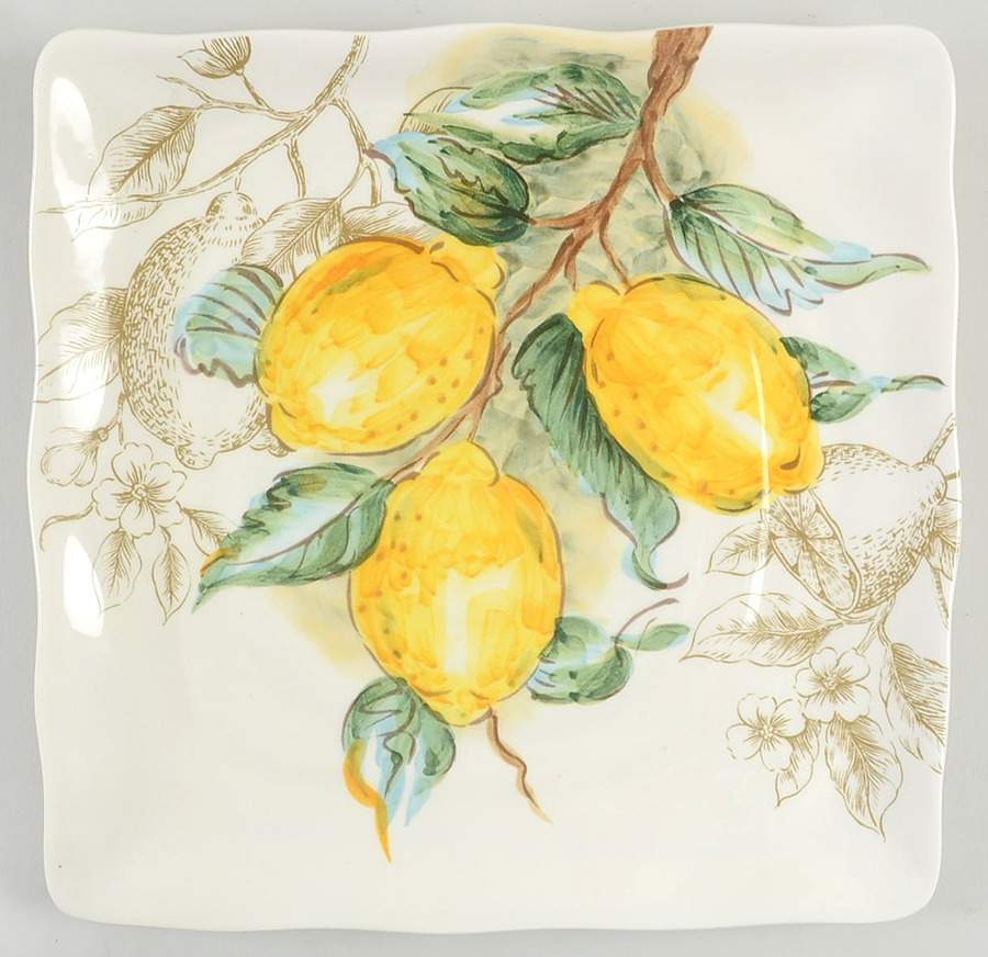 Watercolor Lemon Square Salad Plate by Maxcera Corp-1