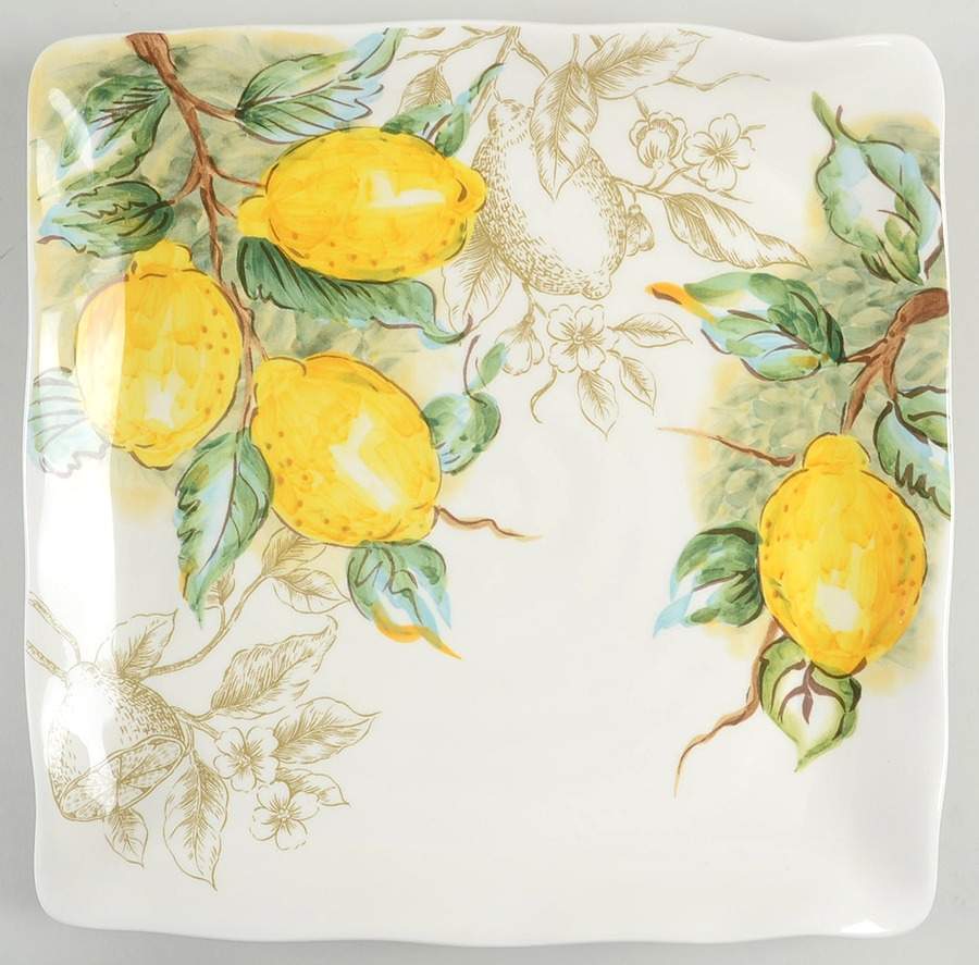 Watercolor Lemon Square Dinner Plate by Maxcera Corp-1