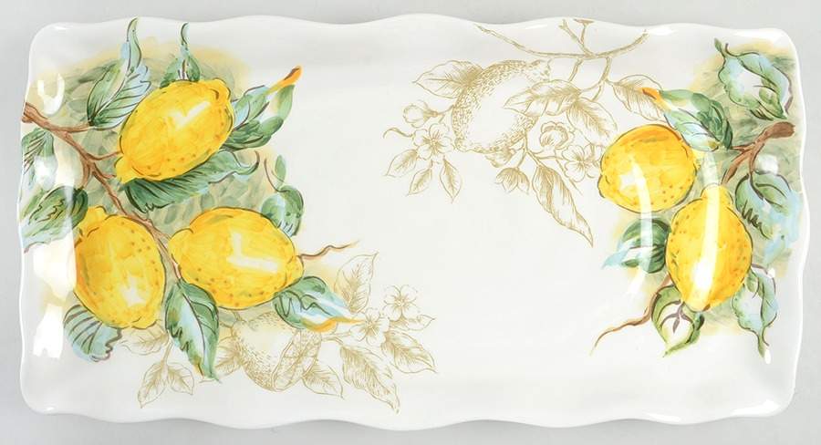 Watercolor Lemon 17" Rectangular Serving Platter by Maxcera Corp-1
